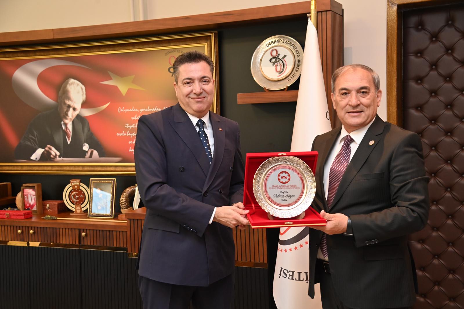 Adana Alparslan Türkeş Bilim ve Teknoloji Üniversitesi Rektörü Prof. Dr. Adnan Sözen’den Rektörümüze Hayırlı Olsun Ziyareti