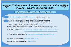 Android Cihazlar İçin OKU_Ogrenci_Student Kablosuz Ağı Bağlantı Ayarları