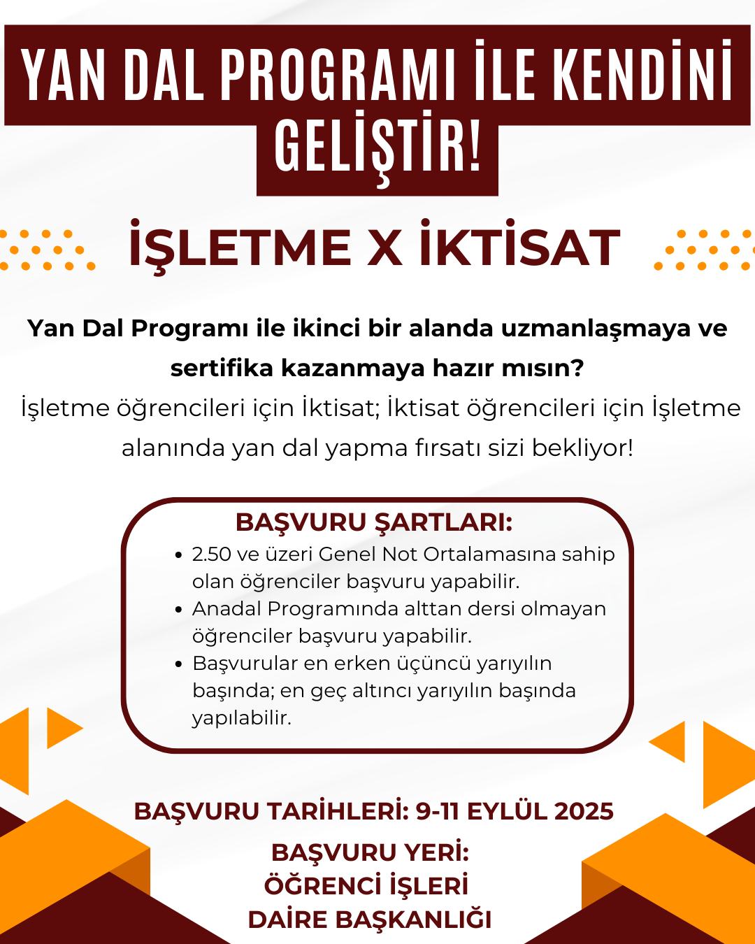 Yan Dal Programı Başvurusu
