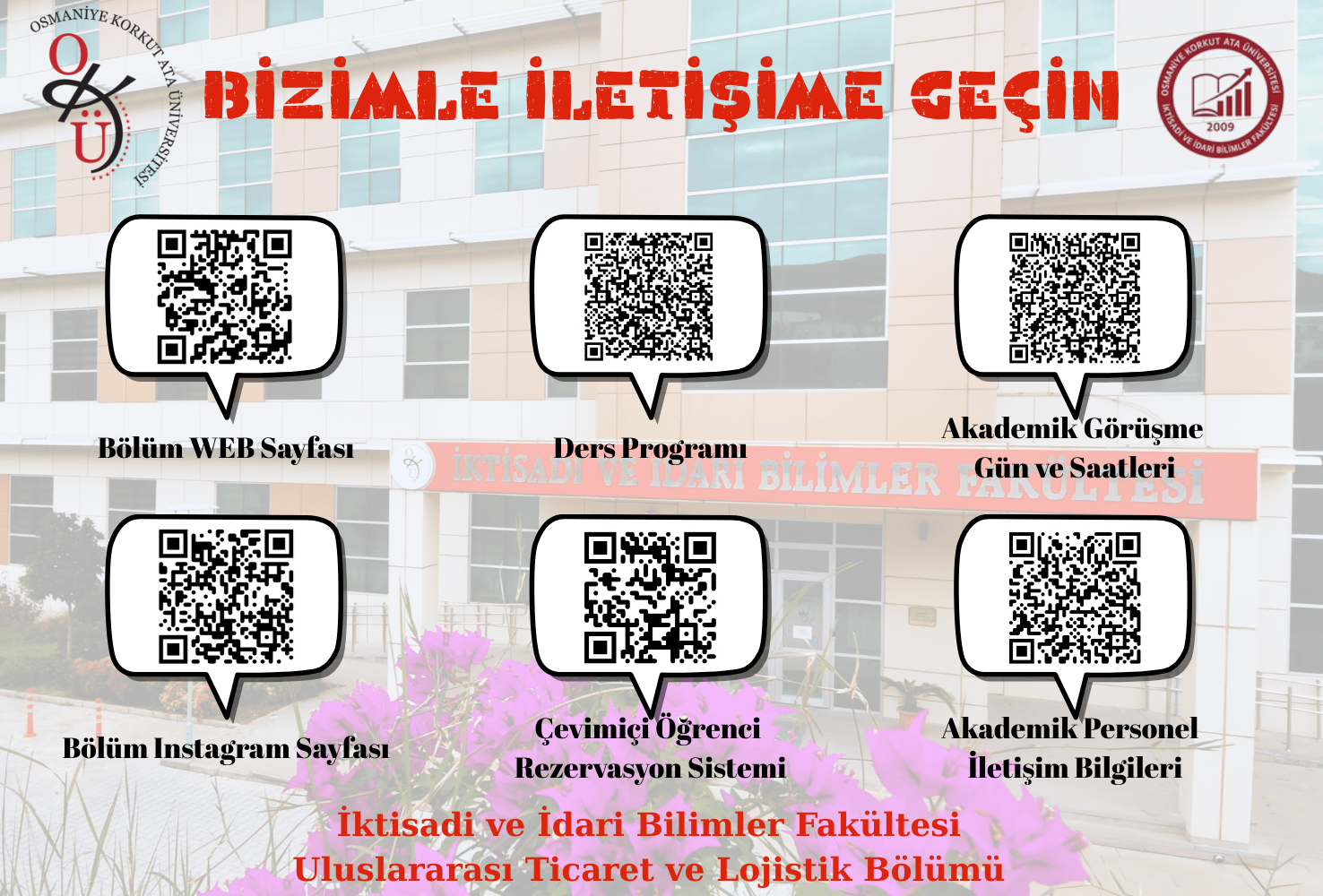 Uluslararası Ticaret ve Lojistik Bölümü, Dijital Dönüşümde Yeni Bir Adım Atıyor: QR Kodlu Bilgi Panoları Uygulaması Başlatıldı