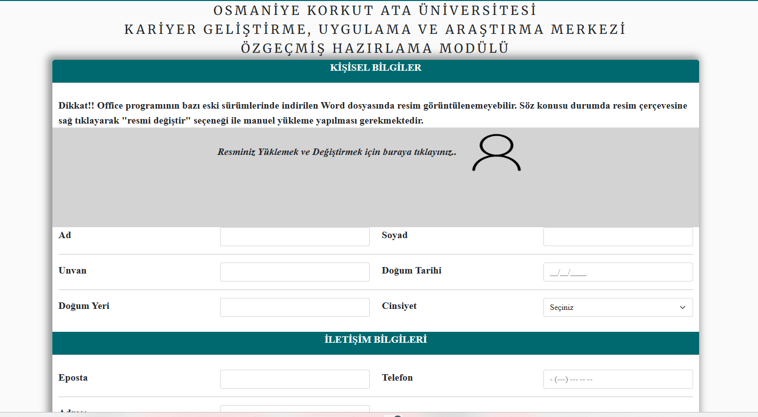 Cv Oluşturma Modülü Tüm Mezunlarımızın Kullanımına Açılmıştır.