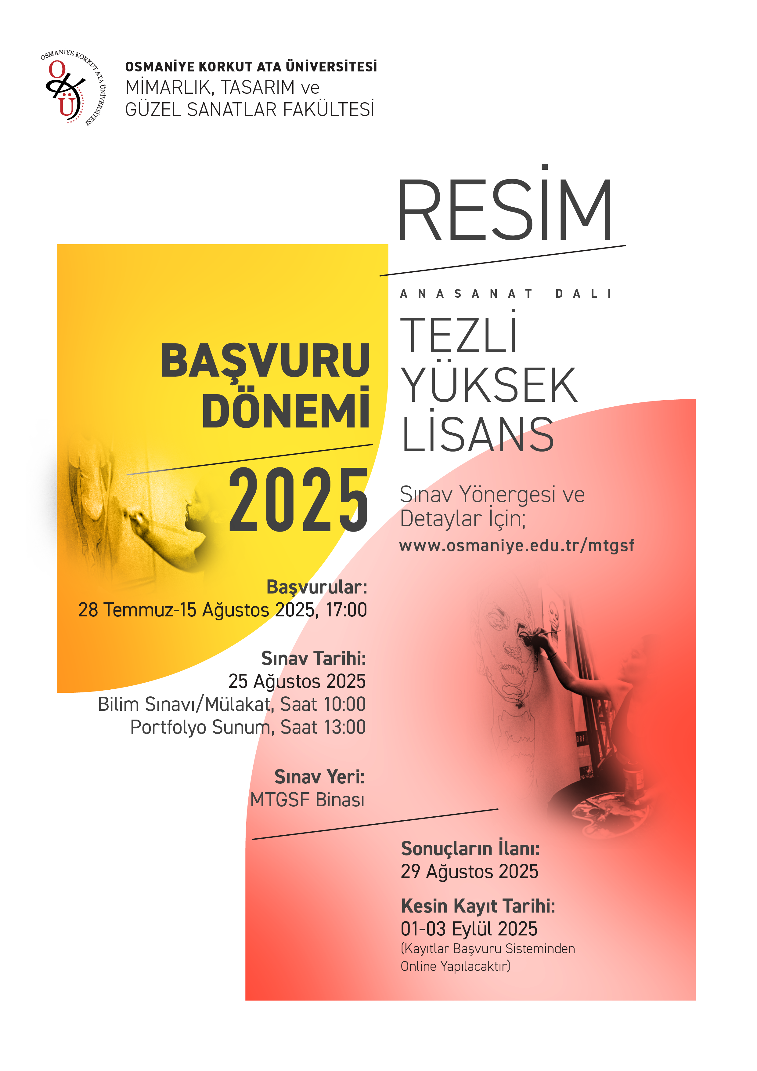 2025 Yılı Resim Bölümü Tezli Yüksek Lisans Başvurusu