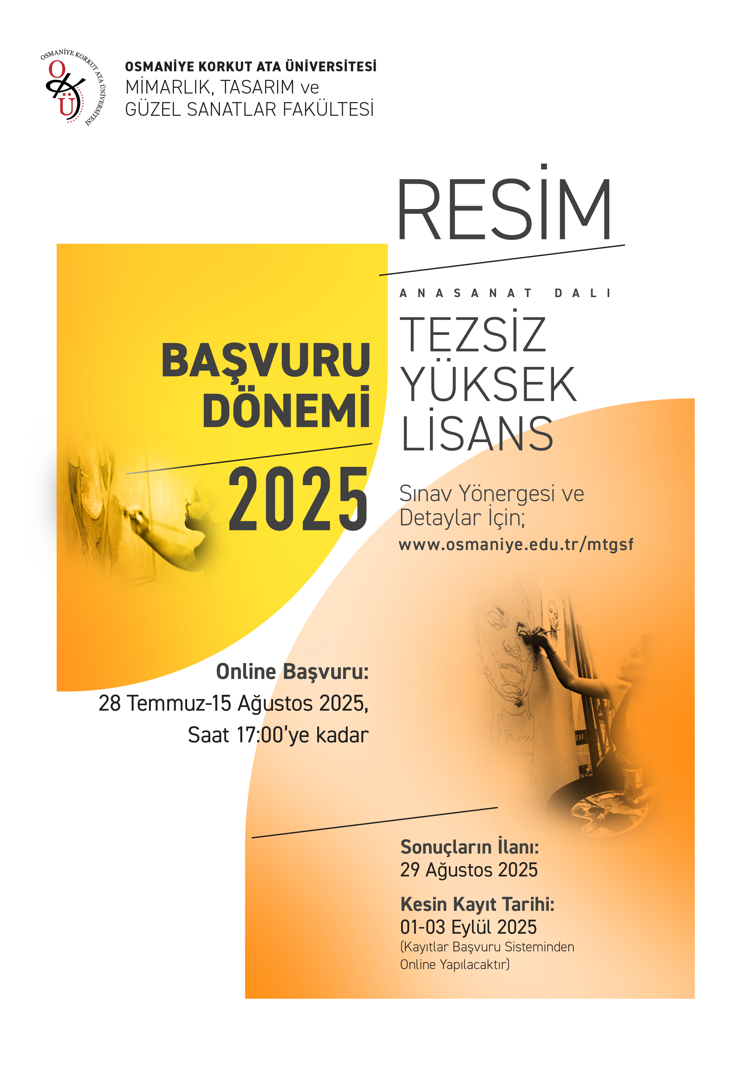 2025 Yılı Resim Bölümü Tezsiz Yüksek Lisans Başvurusu