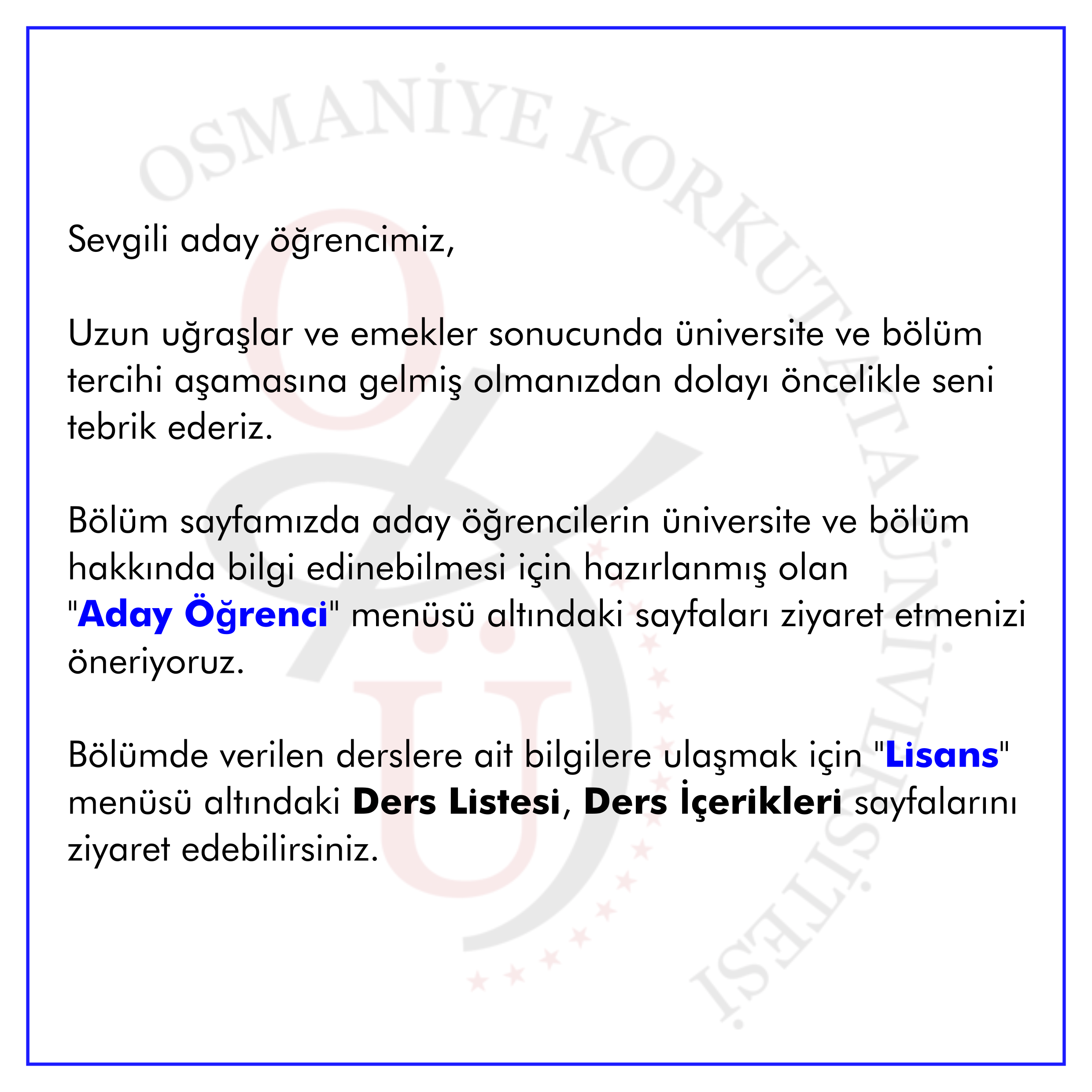 Aday Öğrenci Yönlendirme