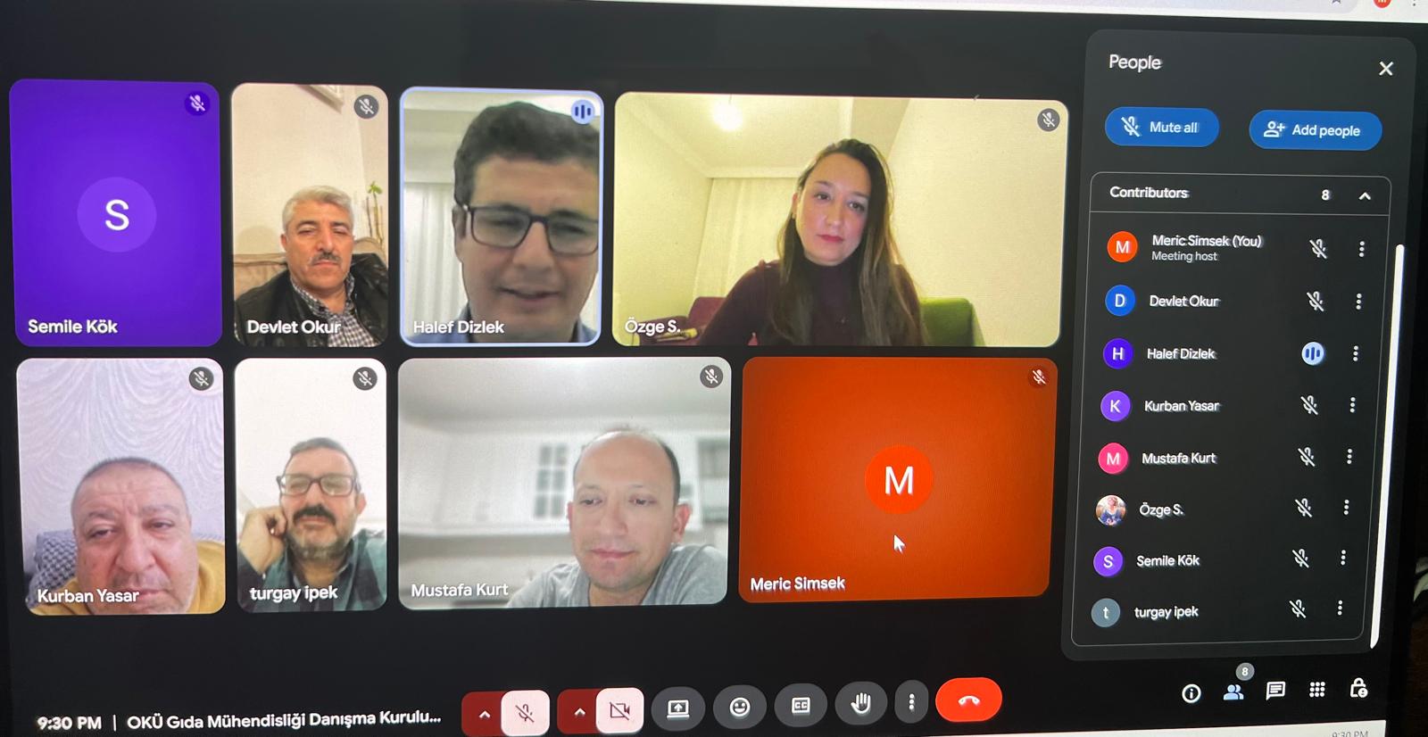 Gıda Mühendisliği Bölümü Danışma Kurulu İlk Toplantısını Gerçekleştirdi