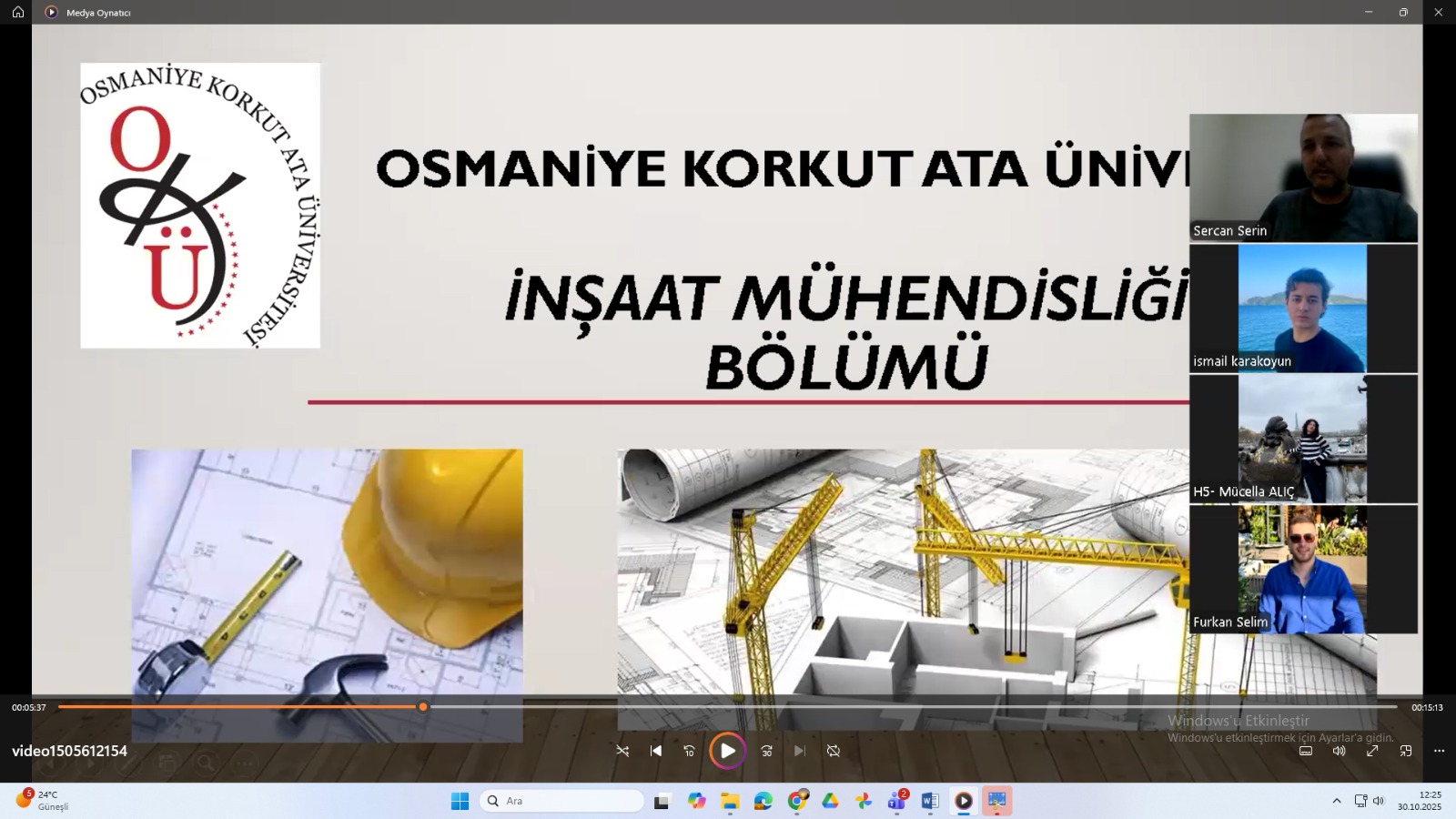 İnşaat Mühendisliği Bölümü Danışma Kurulu Toplantısı Online Olarak Gerçekleştirildi