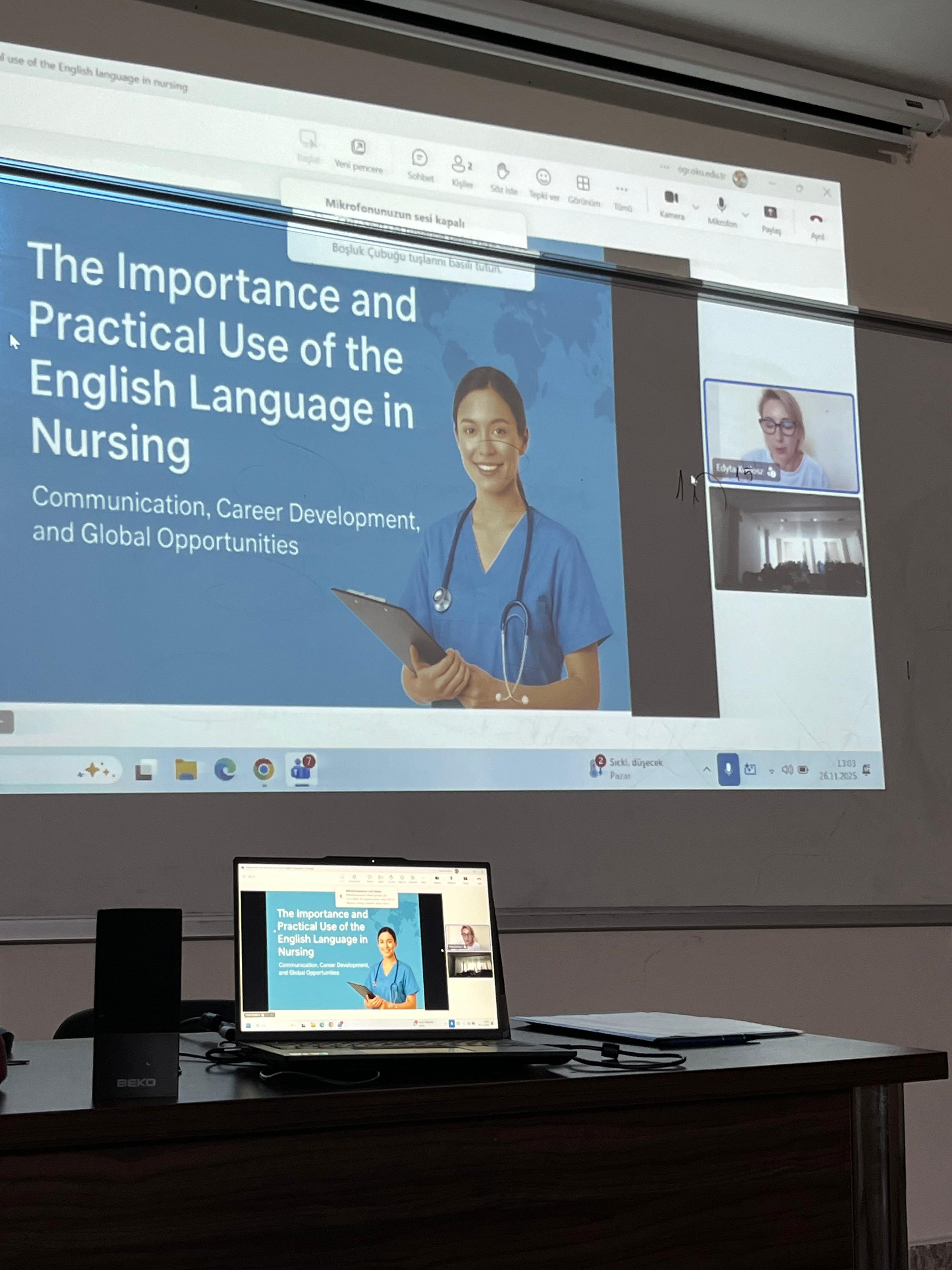 Dr. Edyta Kwilosz’un Hemşirelik Öğrencilerine Yönelik “Hemşirelik Mesleğinde İngilizcenin Önemi” Konulu Sunumu