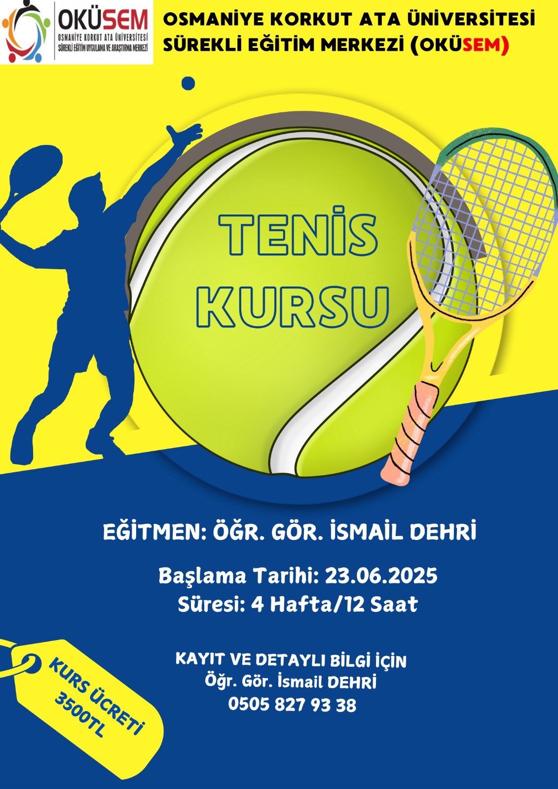 OKÜSEM'de Tenis Kursu Başlıyor...